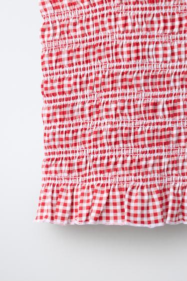 TOP NID D'ABEILLE ÉLASTIQUES CARREAUX VICHY - Rouge de Zara - Image 3