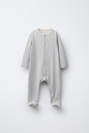 STRIPED SLEEPSUIT WITH CONVERTIBLE FOOT - Bluish by Zara