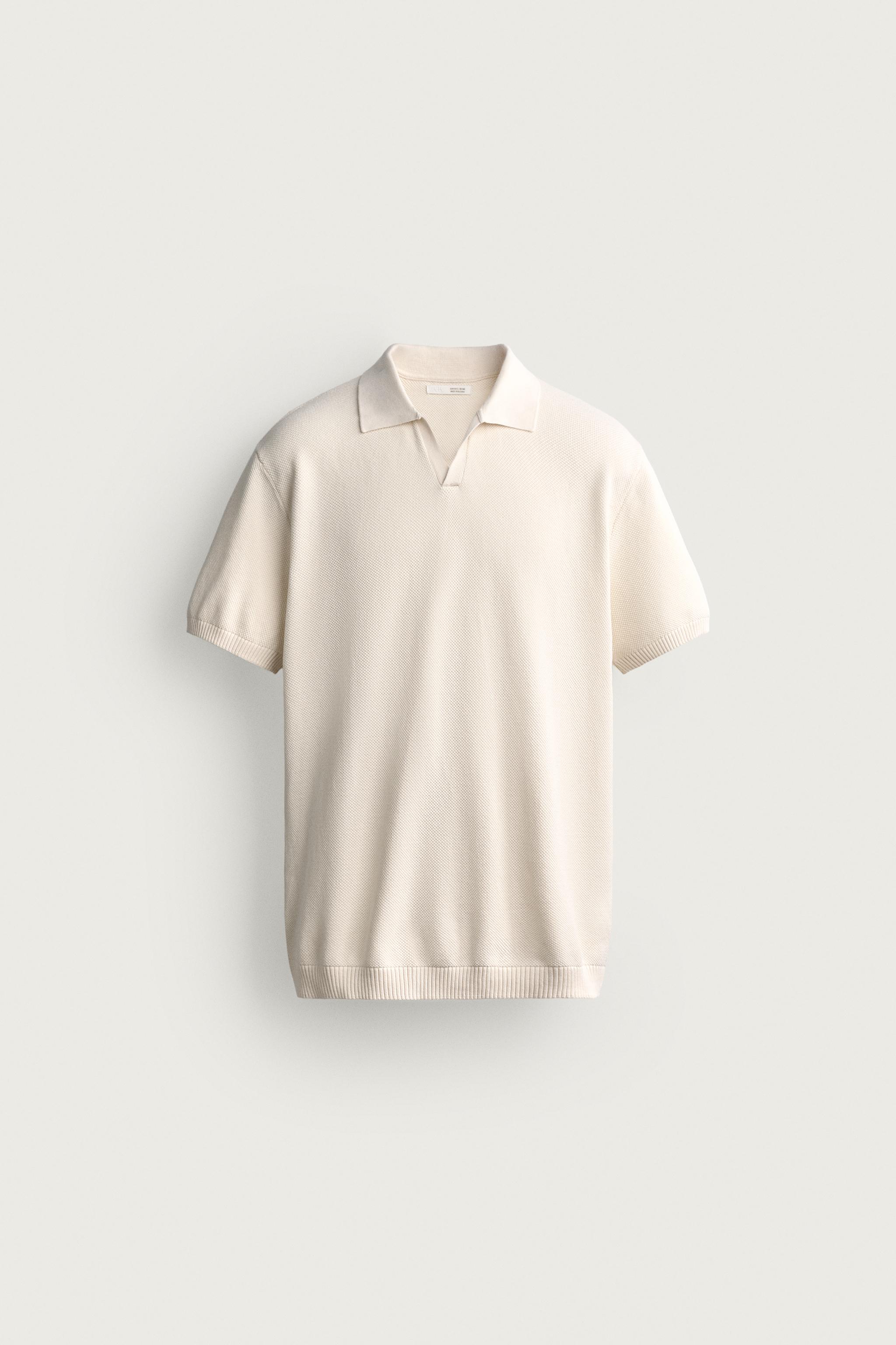 TEXTURED REGULAR FIT KNIT POLO — Oyster-white