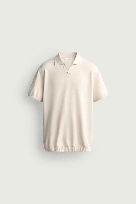POLO EN MAILLE STRUCTURÉ REGULAR FIT - Blanc cassé de Zara - Image 6