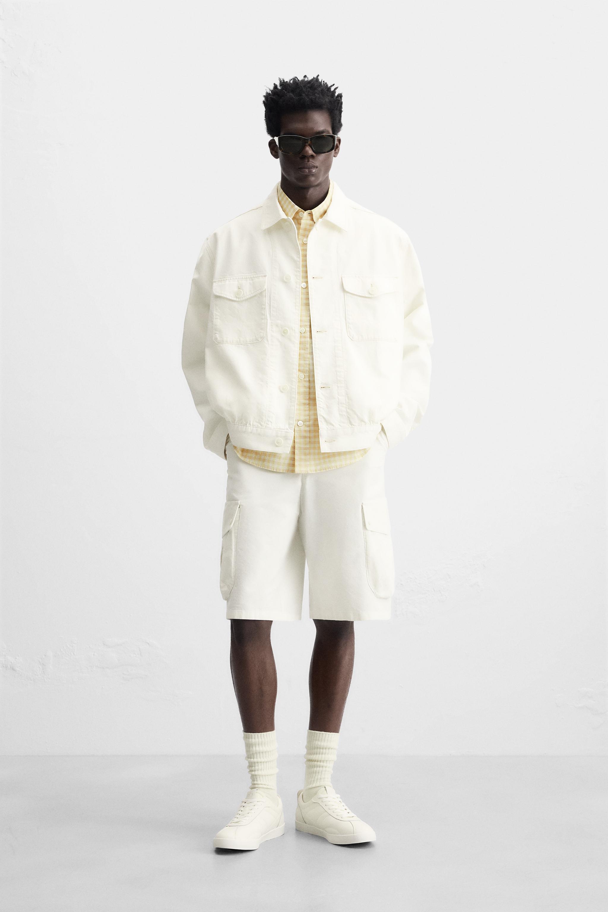 コットン＆ヘンプデニムジャケット - オフホワイト | ZARA Japan