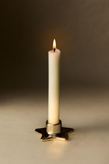 CHRISTMAS STAR PORCELAIN CANDLE HOLDER — Golden 1