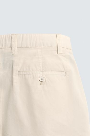 REGULAR FIT PLEATED BERMUDA SHORTS - Oyster-white by Zara - Image 9