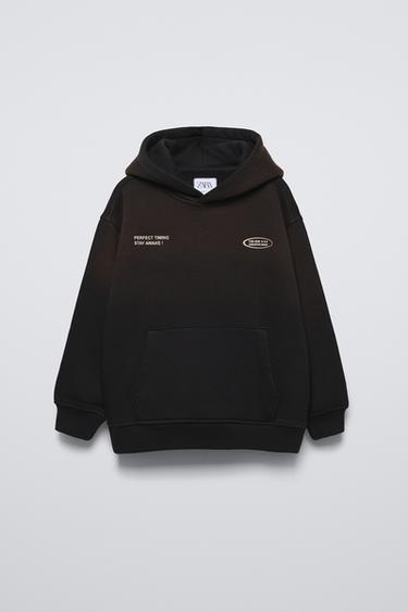 FADED-EFFECT HOODIE - Dark brown by Zara