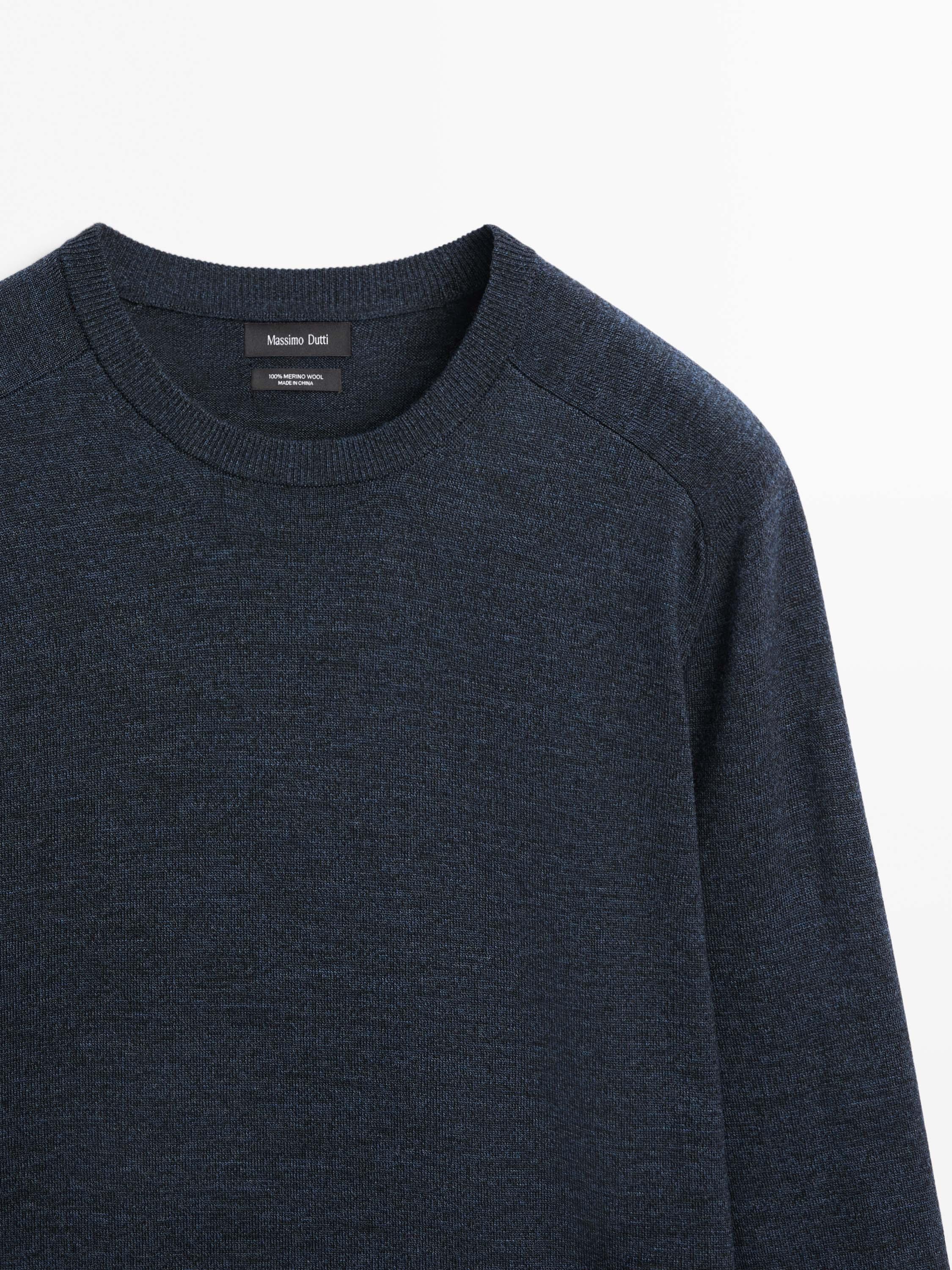 Pull en maille 100 % laine mérinos à col rond