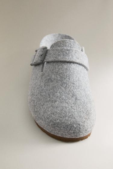 BUCKLED FELT MULE CLOG SLIPPERS - Grey by Zara - Image 4
