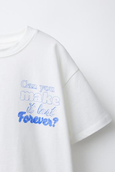 T-SHIRT À INSCRIPTION - Blanc de Zara - Image 2