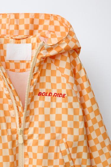 LIGHTWEIGHT CHECKERBOARD RAINCOAT - Orange by Zara - Image 2