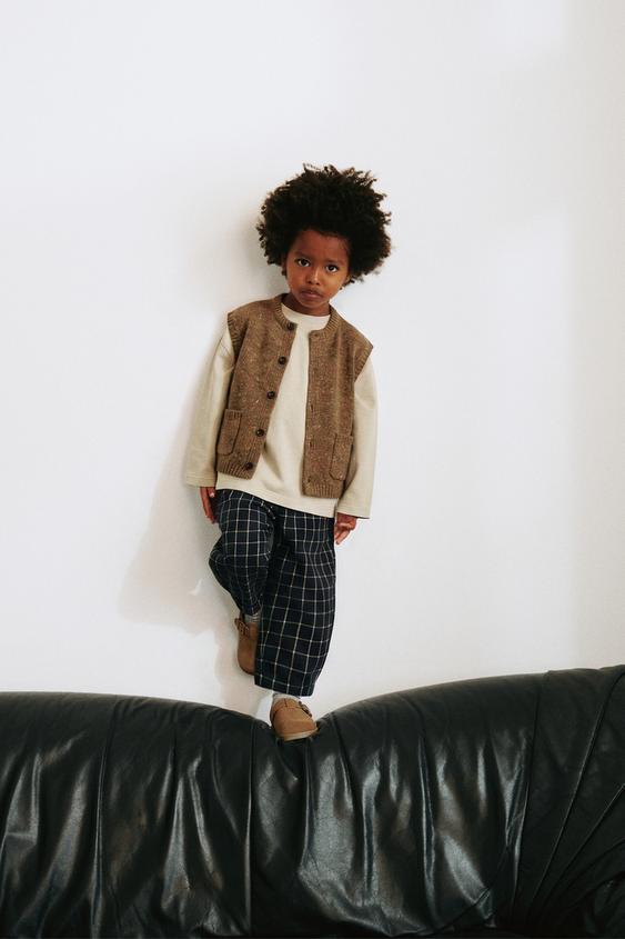 Zara COMFY PLAID BALLOON PANTS - Anthracite grey - Image 0