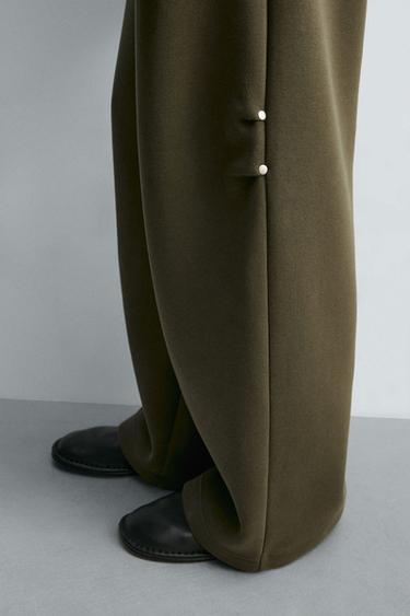 PANTALÓN PIERNA ANCHA EFECTO NEOPRENO ESTOPEROL - Oliva de Zara