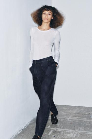 JEAN ZW COLLECTION BALLOON RAYURES TAILLE NORMALE - Bleu de Zara - Image 3