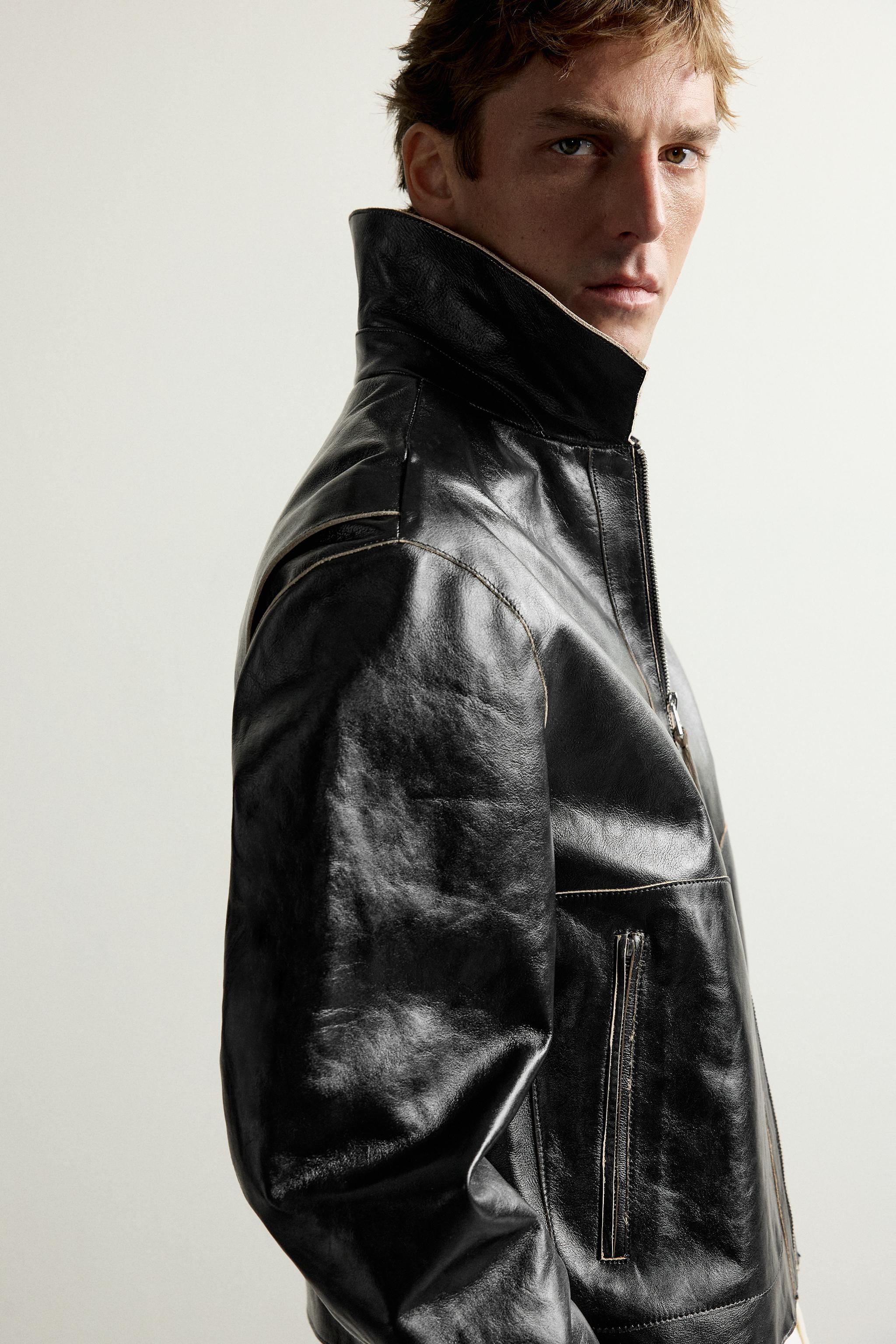 BLOUSON CROPPED FIT CUIR