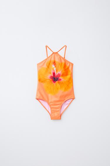 6-14 YEARS/ FLORAL PRINT SWIMSUIT - Orange by Zara