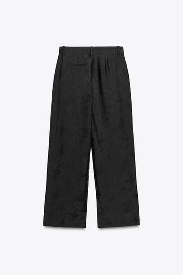 PANTALÓN JACQUARD FLORAL ZW COLLECTION - Negro de Zara