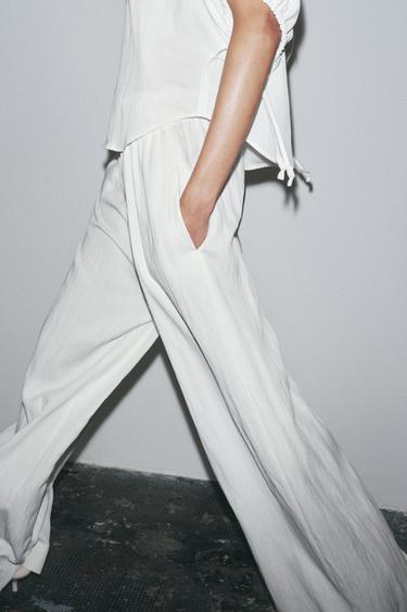 PANTALON PALAZZO ZW COLLECTION - Blanc cassé de Zara - Image 1