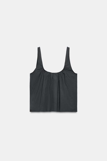 POPLIN BUTTON-UP TOP - Dark anthracite by Zara - Image 5