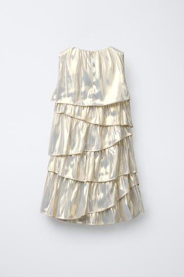 METALLIC EFFECT RUFFLE DRESS - Golden by Zara - Image 1