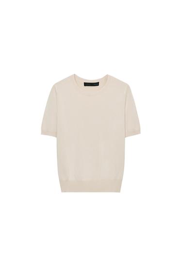 TOP بيزك محاك بأكمام قصيرة - صخري الخاص بـ Zara
