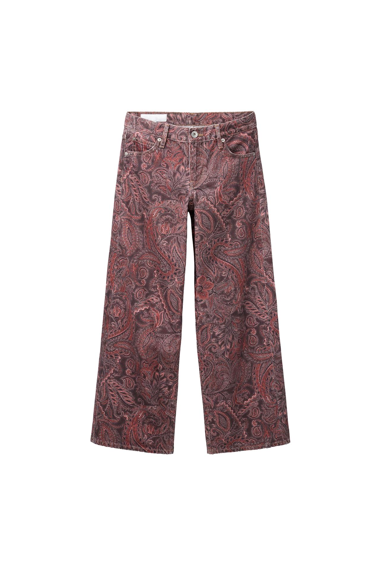 ДЖИНСЫ WIDE LEG С ПРИНТОМ ПЕЙСЛИ