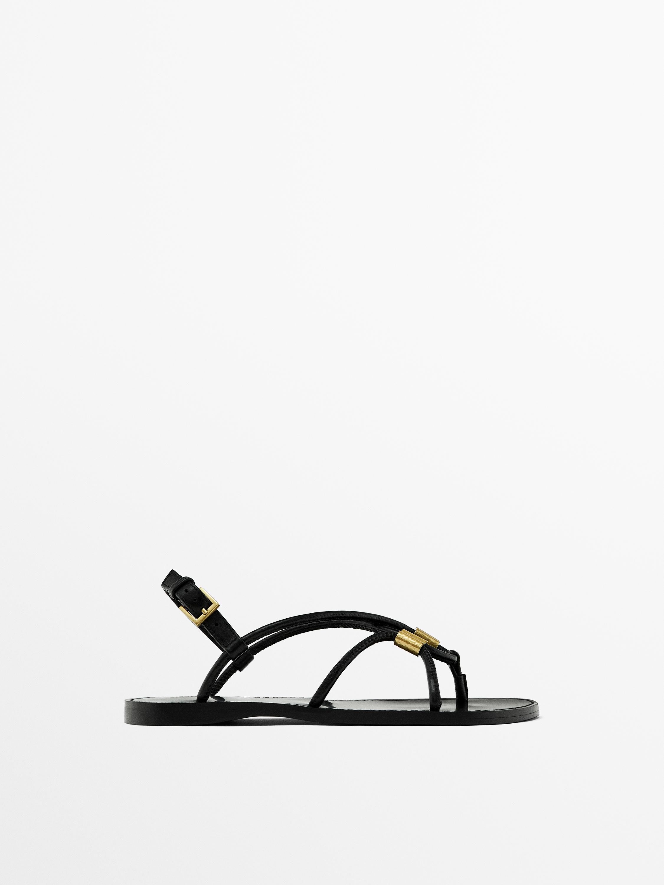 Strappy sandals with metal detail
