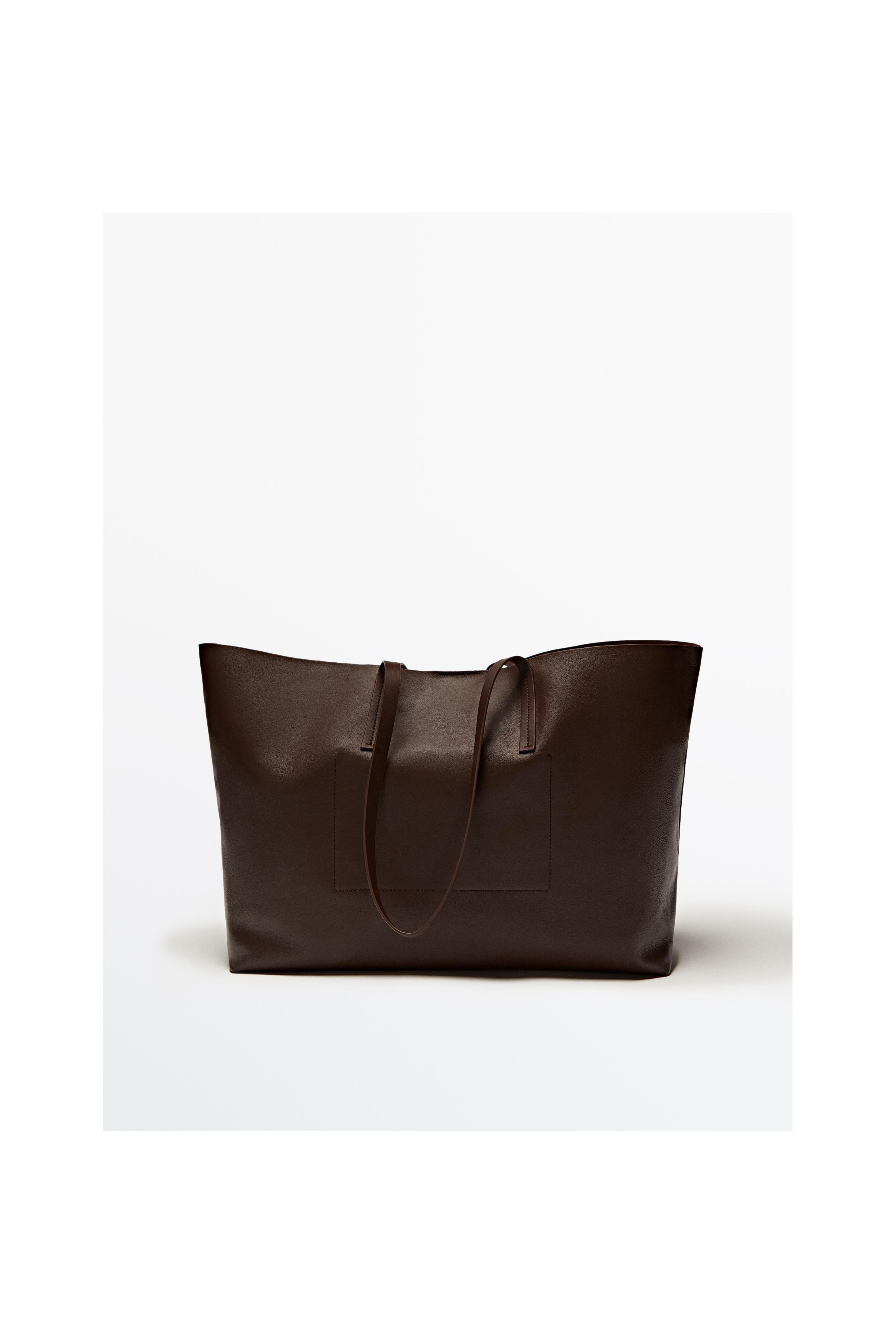 Leather tote bag zara Clearance