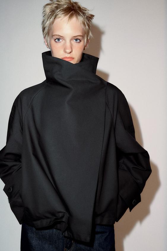 CAZADORA CUELLO SUBIDO ZW COLLECTION - Negro de Zara - Imagen 0
