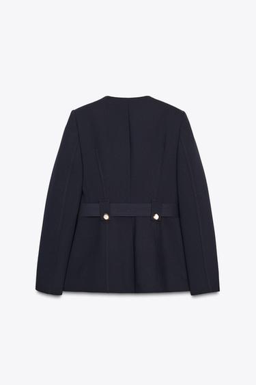FITTED BLAZER WITH BELT - Navy blue by Zara