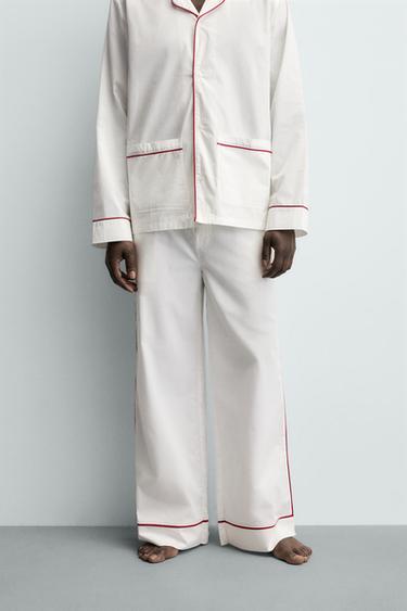PYJAMA SET WITH CONTRAST PIPING - White by Zara - Image 2