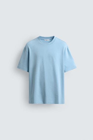 ФУТБОЛКА RELAXED FIT INTERLOCK /04 — ГОЛУБОЙ от Zara