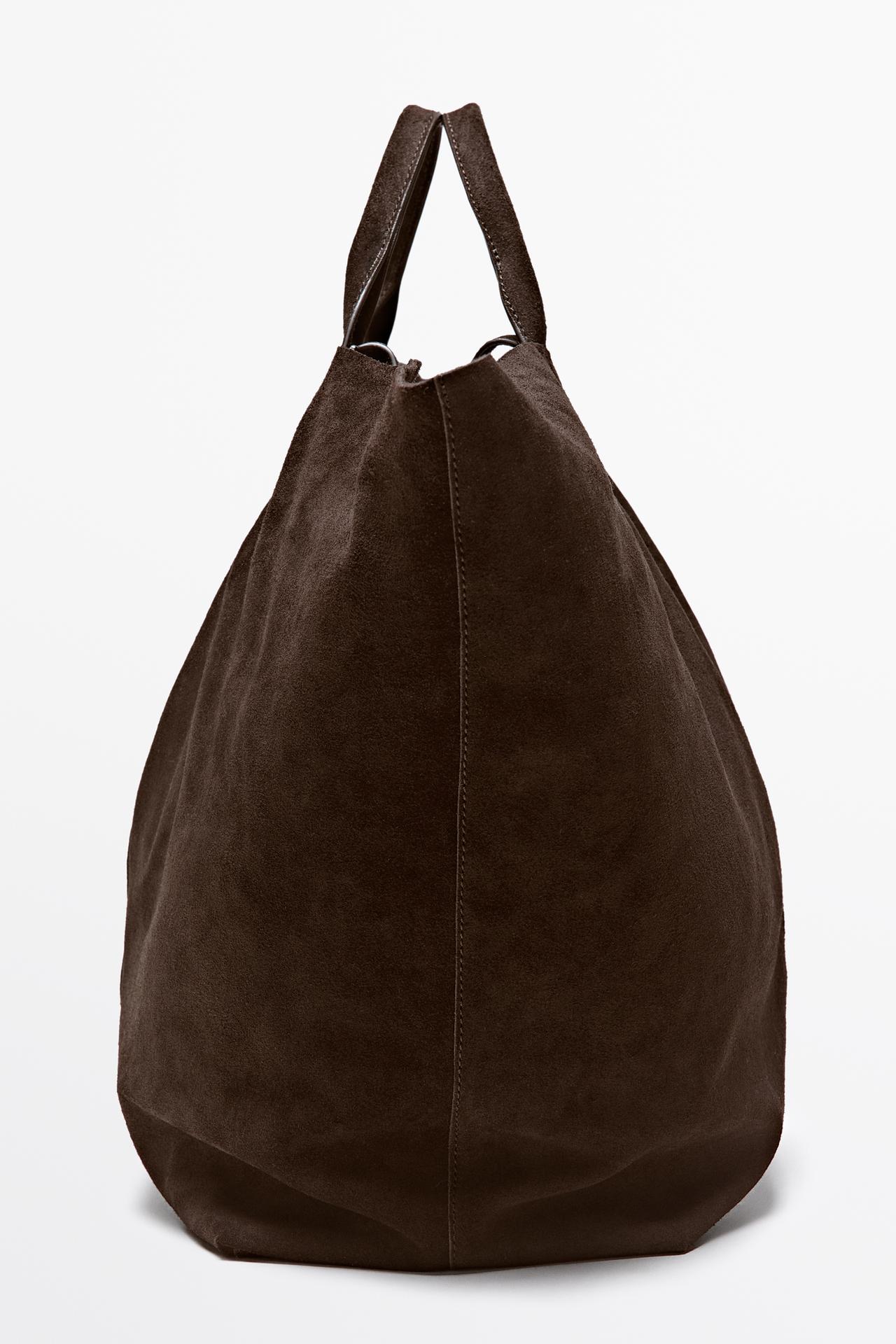 Maxi suede tote bag — Chocolate