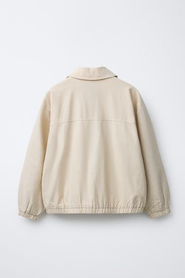 COTTON LINEN BOMBER JACKET - Sand by Zara - Image 1