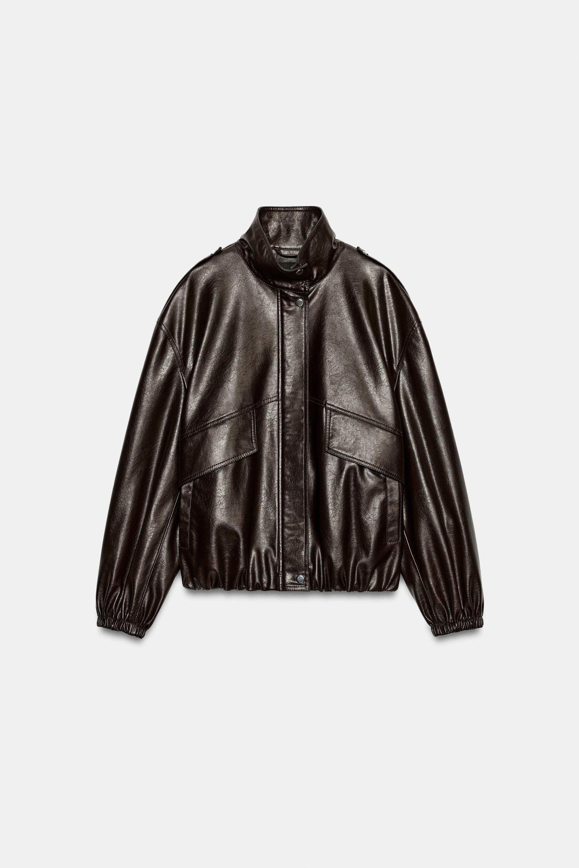 Leather Effect Bomber Jacket