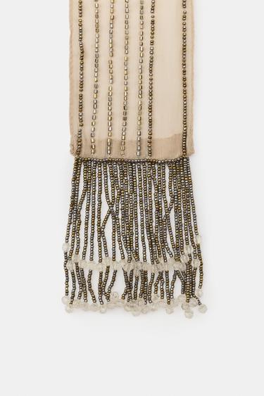 FOULARD FANTAISIE ET FRANGES - Doré de Zara - Image 1