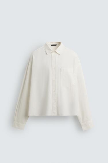 WASHED BOXY FIT SHIRT - White by Zara
