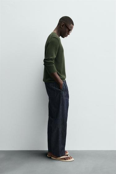 PULL COL EN V EN COTON - Vert de Zara - Image 3