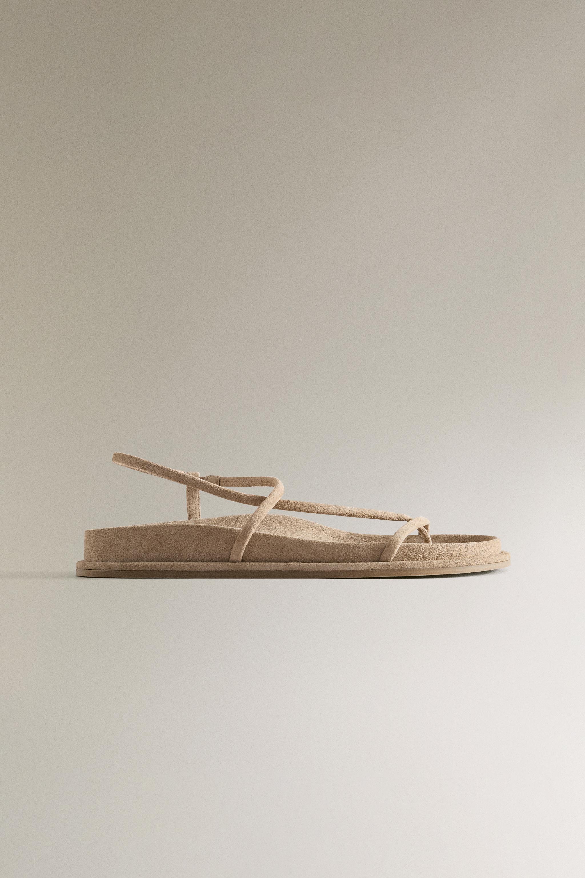 LEATHER SANDALS WITH STRAPS - Sandy Brown | ZARA United States