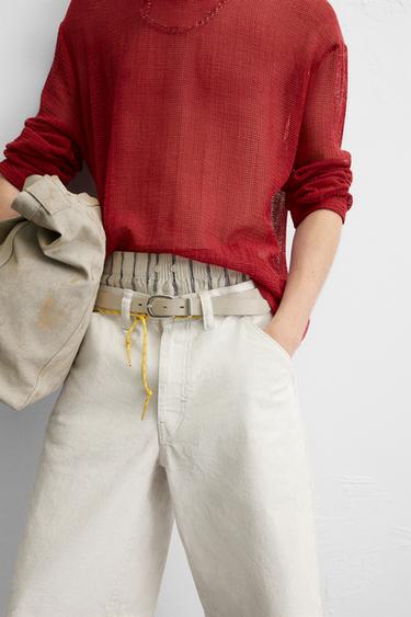 BERMUDA EN DENIM COUPE BAGGY EFFET CIRÉ - Blanc de Zara - Image 5