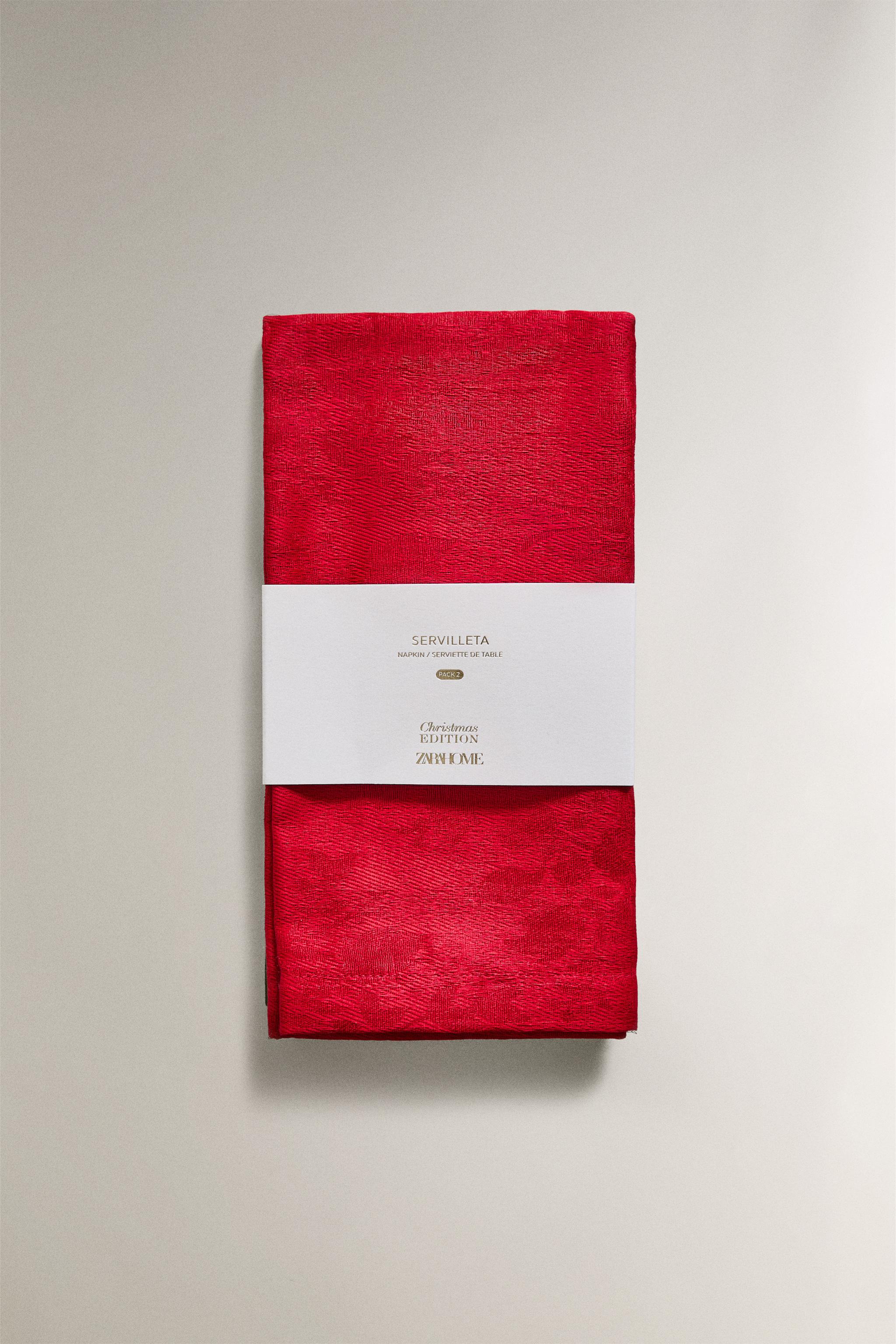 LOT DE SERVIETTES TABLE JACQUARD BRANCHES NOËL (LOT 2)