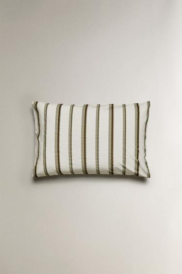 TAIE D’OREILLER EN COTON PERCALE BANDES (300 FILS) - Blanc cassé de Zara - Image 3