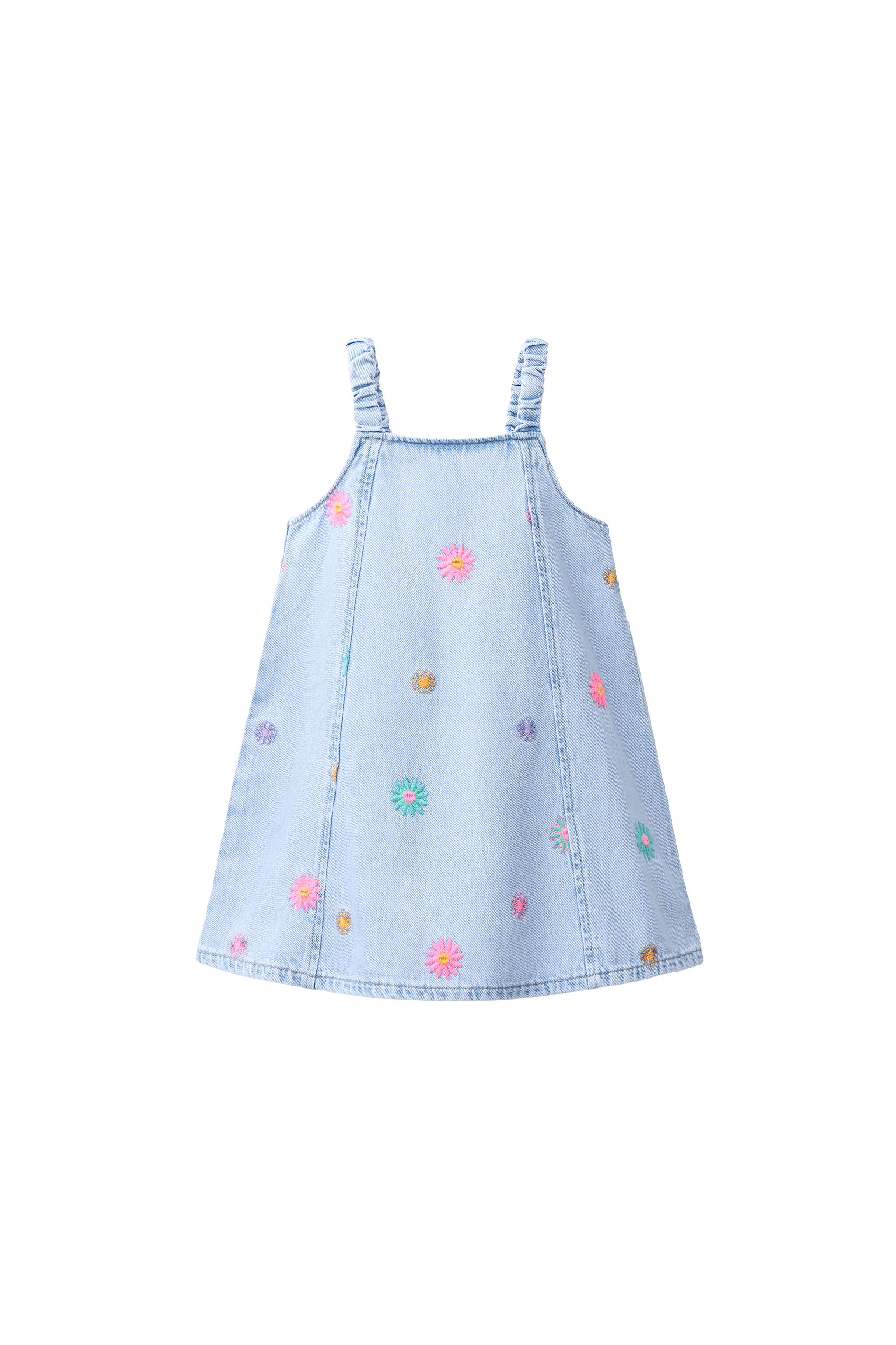 Zara - Floral Embroidered Denim Dress - Blue - 6 Years (45,2 Inches) - Kids Zara - Floral Embroidered Denim Dress - Blue - 6 Years (45,2 Inches) - Kids