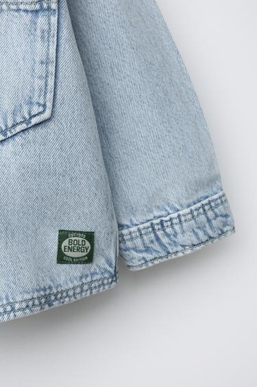 DENIM OVERSHIRT WITH HOODIE - Light blue by Zara - Image 2