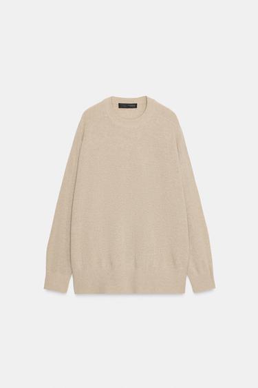 100% WOOL OVERSIZE JUMPER - Beige by Zara - Image 5