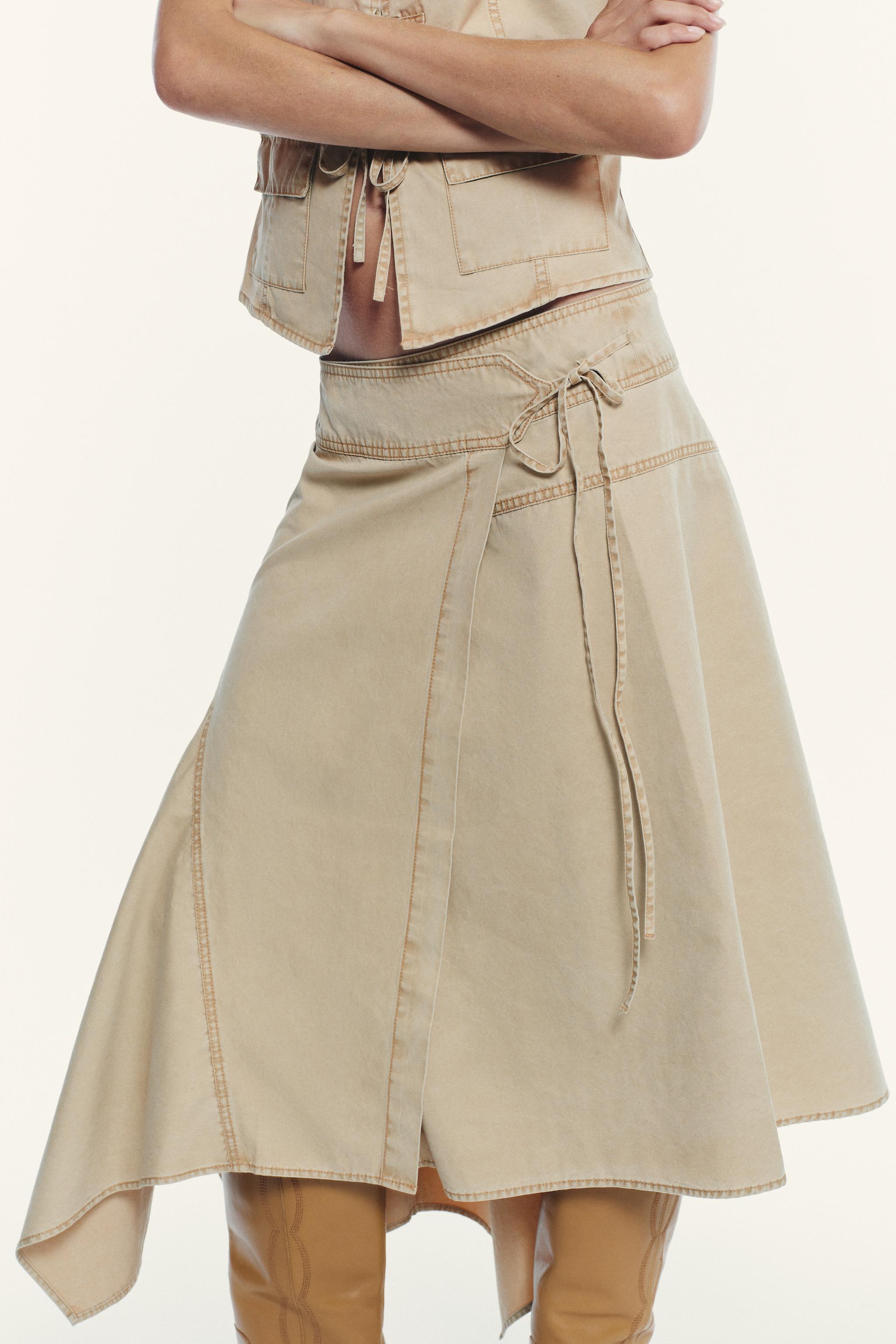 ASYMMETRIC WRAP SKIRT - taupe brown | ZARA United States