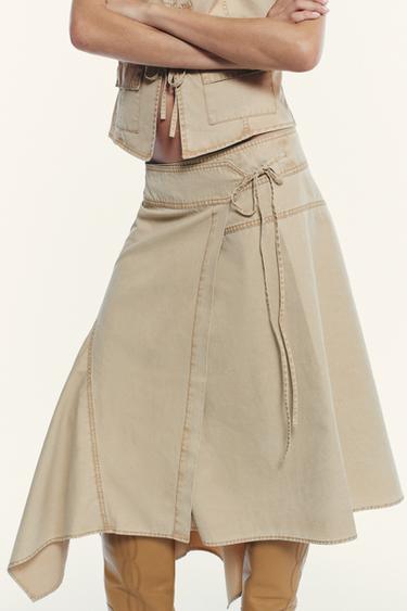 ASYMMETRIC SARONG SKIRT - camel by Zara