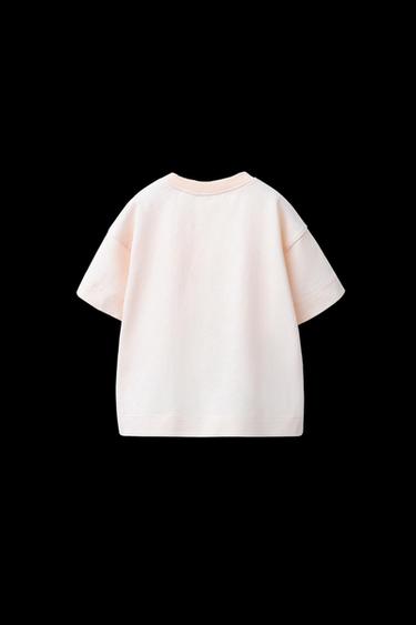 T-SHIRT MIT TEXT - Weiß / Rosa von Zara