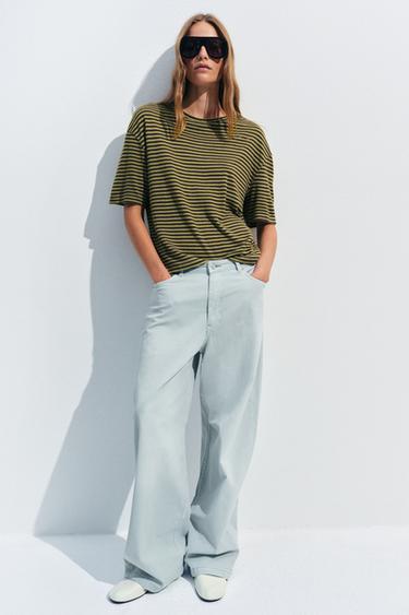 CAMISETA RAYAS RÚSTICA - Marrón / Verde de Zara - Imagen 0