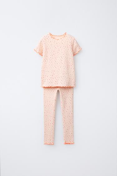 Zara 6-14 YEARS/ NEON FLORAL PAJAMAS - Orange