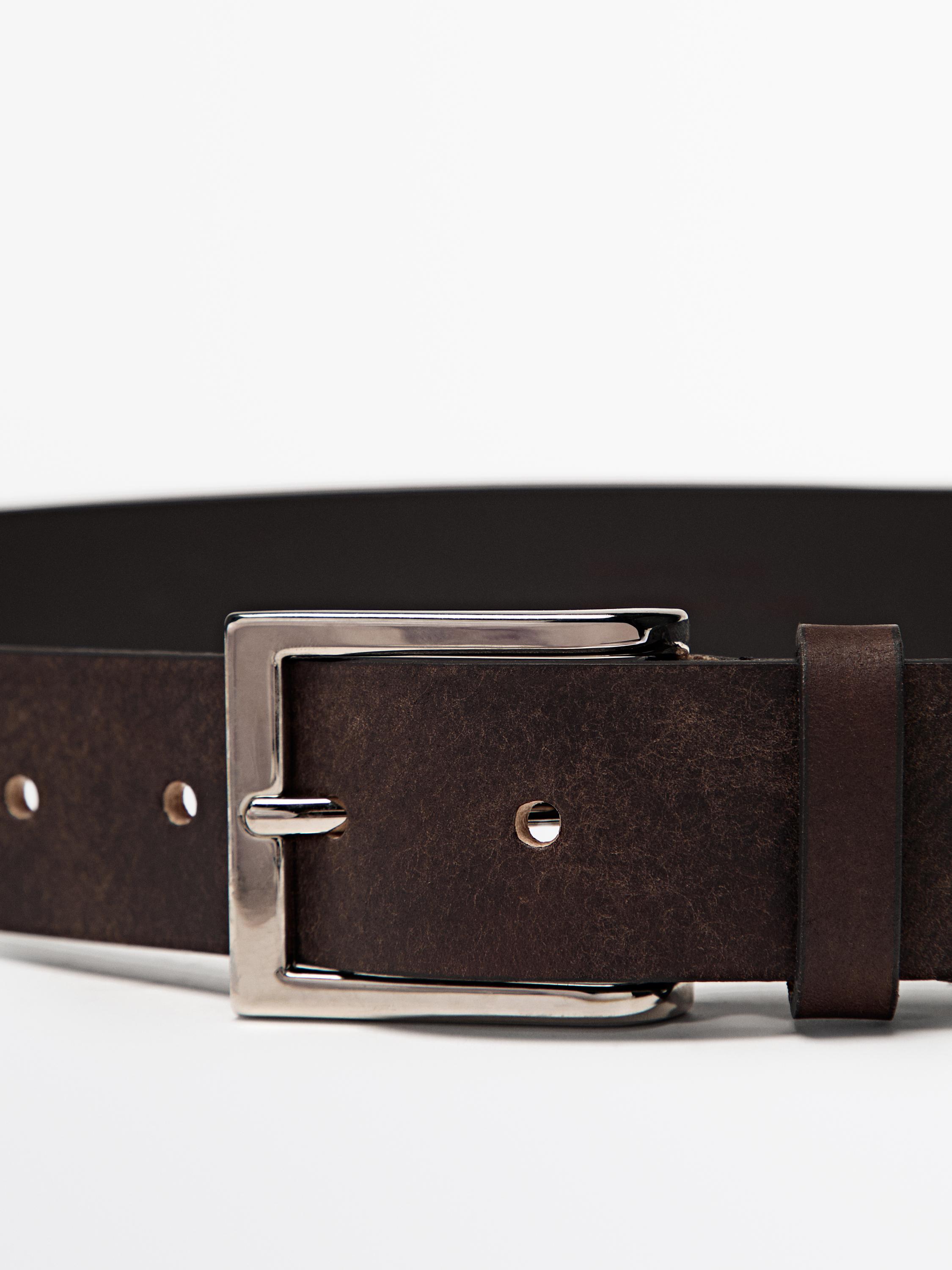 Distressed leather belt