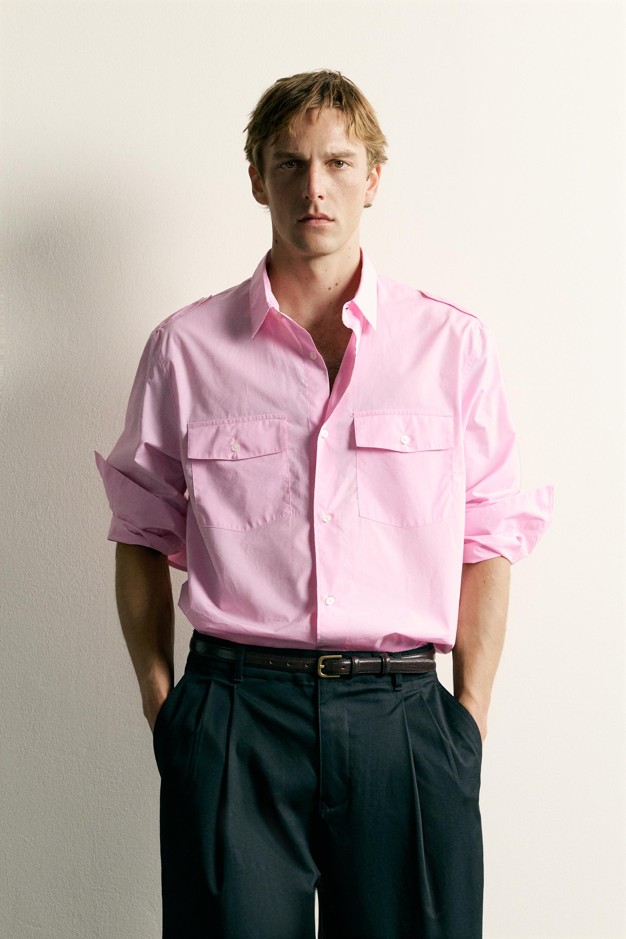 RELAXED FIT TAB DETAIL SHIRT