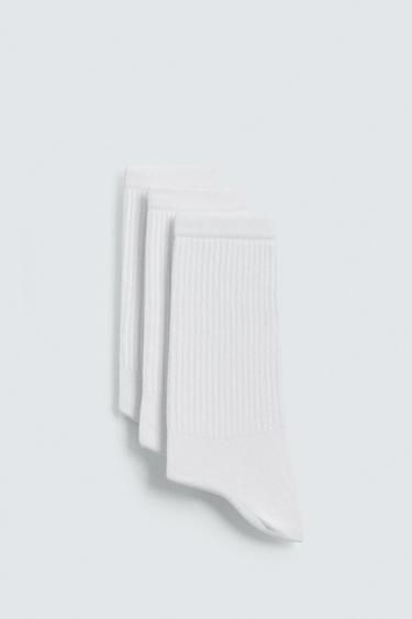Zara BASIC RIBBED SOCKS 3-PACK - White
